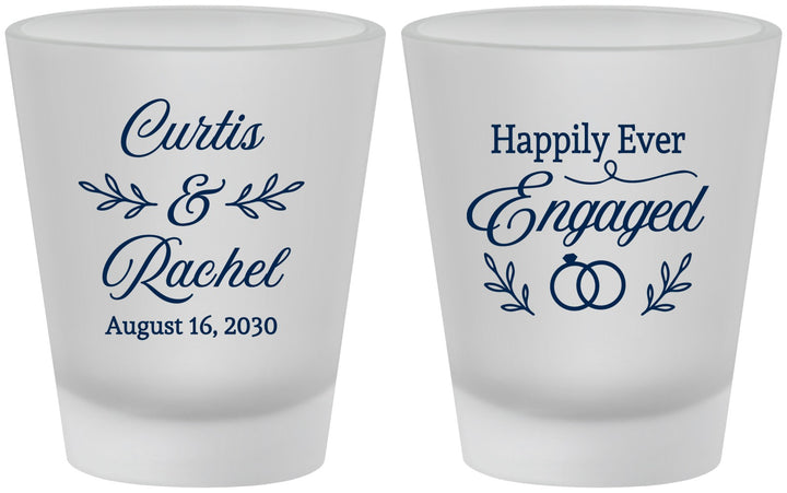 Custom Engagement Frosted Shot Glasses - Happily Ever Engaged | 10004