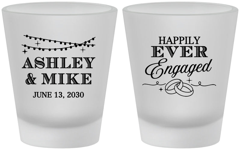 Custom Engagement Frosted Shot Glasses - Happily Ever Engaged | 10006