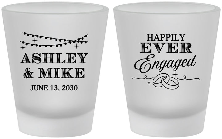Custom Engagement Frosted Shot Glasses - Happily Ever Engaged | 10006