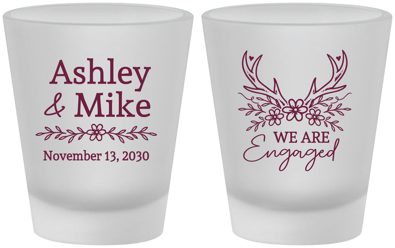Custom Engagement Frosted Shot Glasses - We Are Engaged | 10009