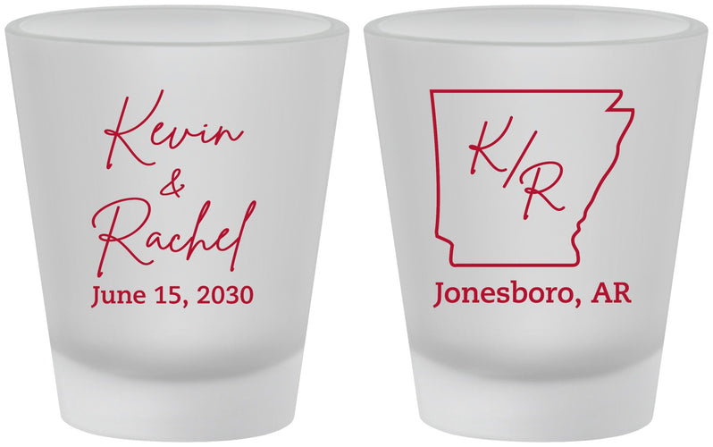 Custom Wedding Frosted Shot Glasses - Arkansas | 103
