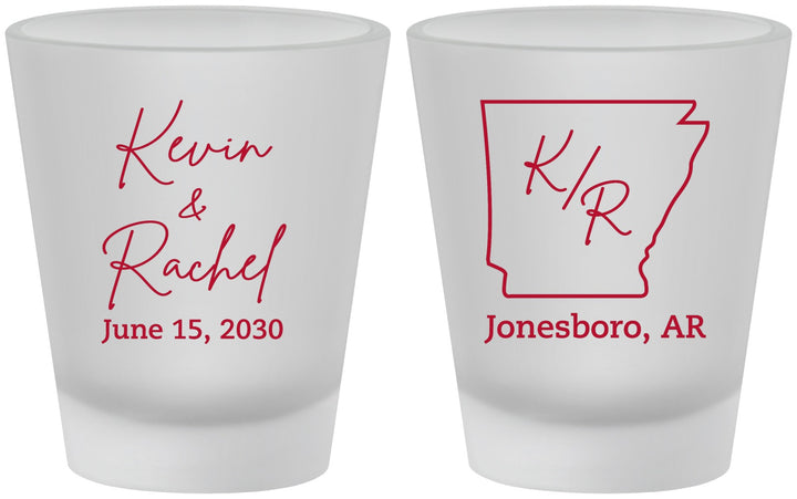 Custom Wedding Frosted Shot Glasses - Arkansas | 103