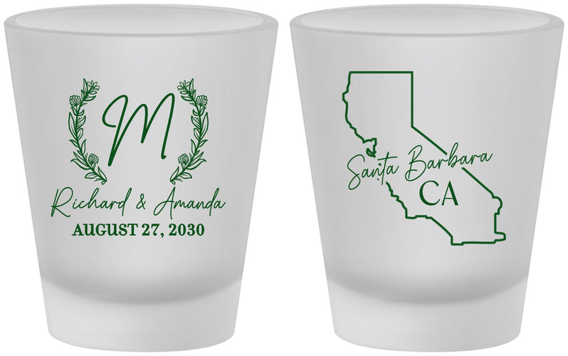 Custom Wedding Frosted Shot Glasses - California | 104