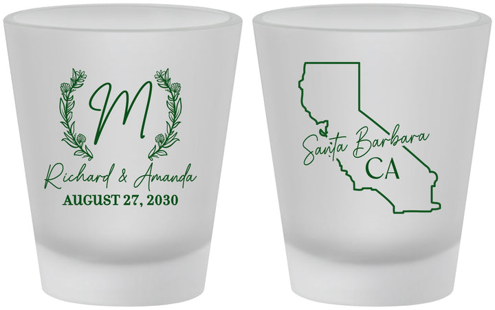 Custom Wedding Frosted Shot Glasses - California | 104