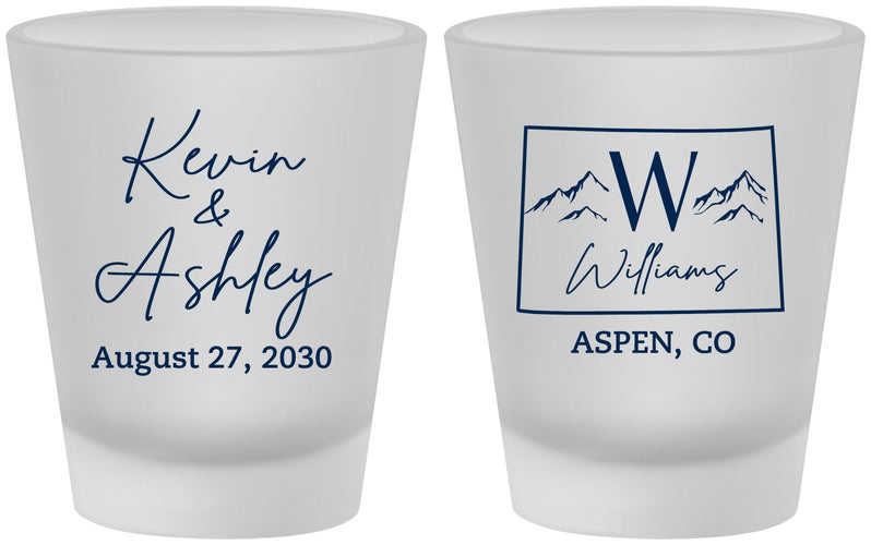 Custom Wedding Frosted Shot Glasses - Colorado | 105