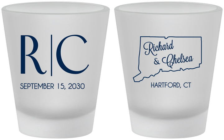 Custom Wedding Frosted Shot Glasses - Connecticut | 106