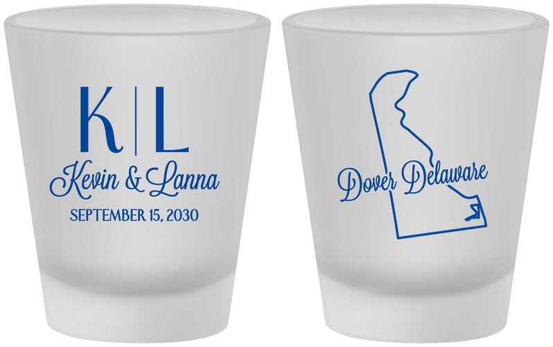 Custom Wedding Frosted Shot Glasses - Delaware | 107