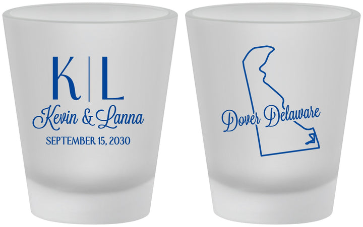 Custom Wedding Frosted Shot Glasses - Delaware | 107