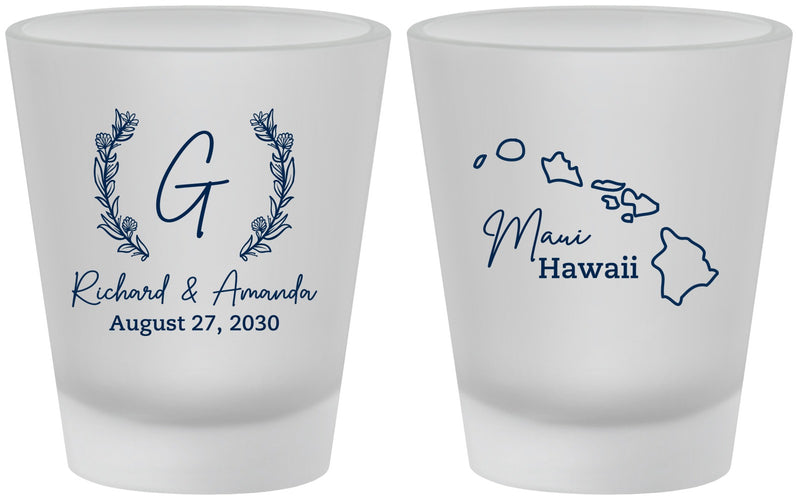 Custom Wedding Frosted Shot Glasses - Hawaii | 110
