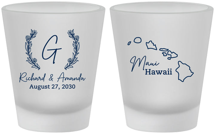 Custom Wedding Frosted Shot Glasses - Hawaii | 110