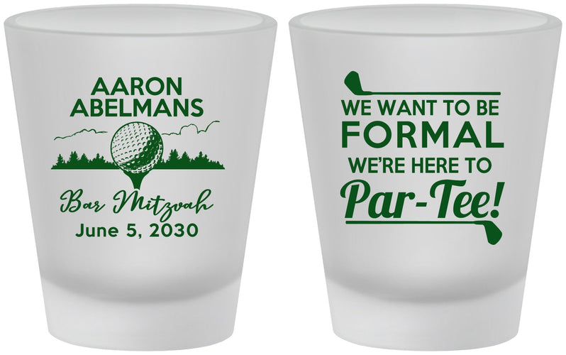 Custom Bar Mitzvah Frosted Shot Glasses - 13th Birthday Golf | 110010