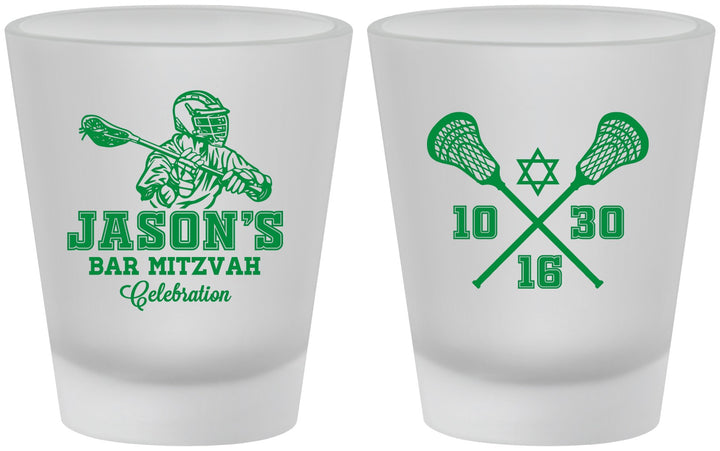 Custom Bar Mitzvah Frosted Shot Glasses - 13th Birthday Lacrosse | 110012