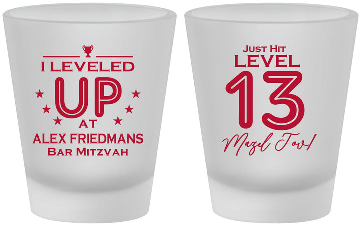 Custom Bar Mitzvah Frosted Shot Glasses - 13th Birthday Video Game | 110014