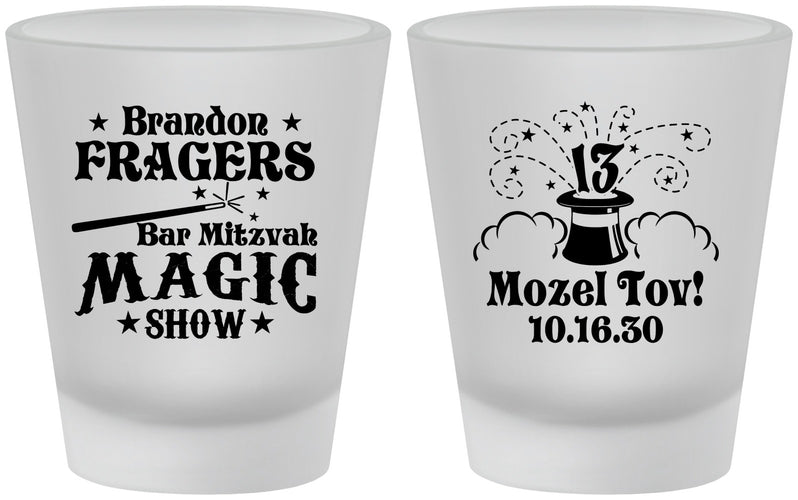 Custom Bar Mitzvah Frosted Shot Glasses - 13th Birthday Magic | 110016