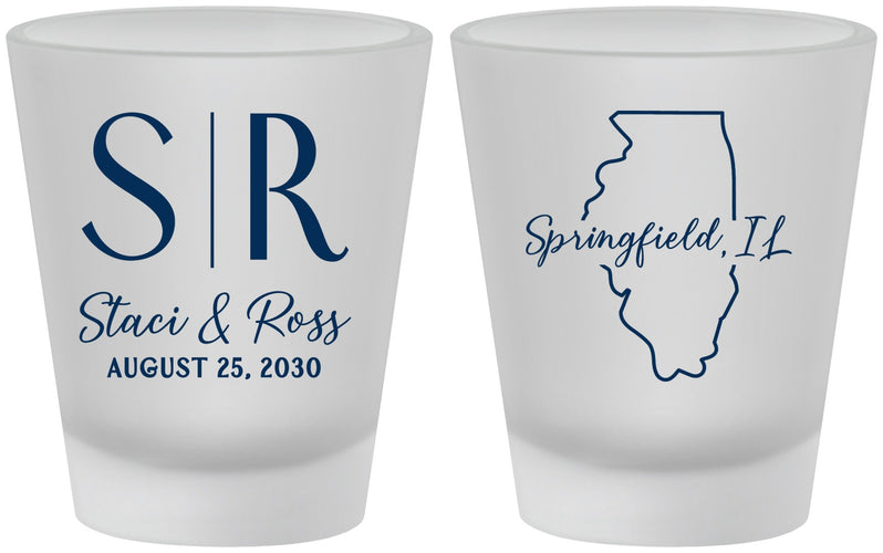Custom Wedding Frosted Shot Glasses - Illinois | 112