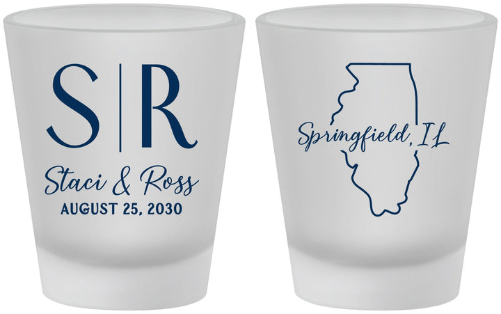 Custom Wedding Frosted Shot Glasses - Illinois | 112