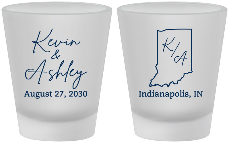 Custom Wedding Frosted Shot Glasses - Indiana | 113