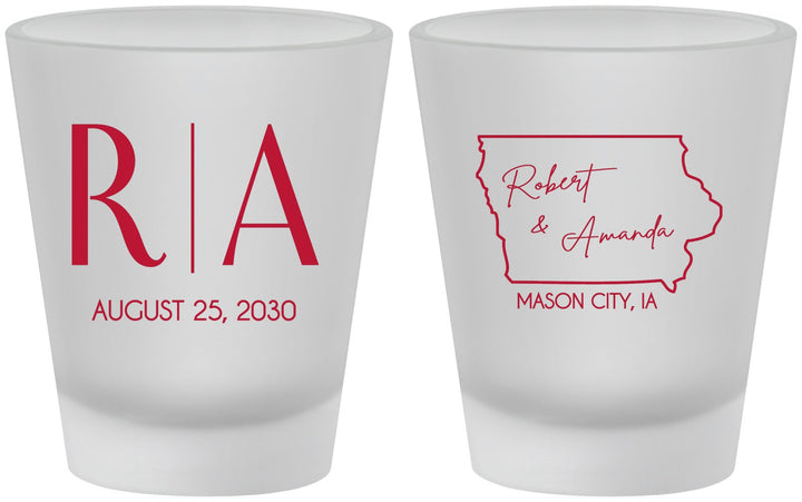 Custom Wedding Frosted Shot Glasses - Iowa | 114