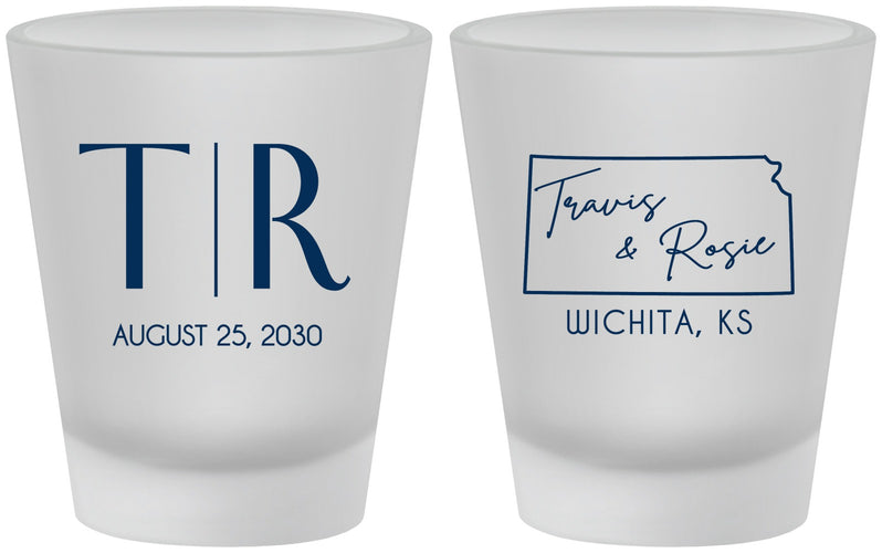 Custom Wedding Frosted Shot Glasses - Kansas | 115