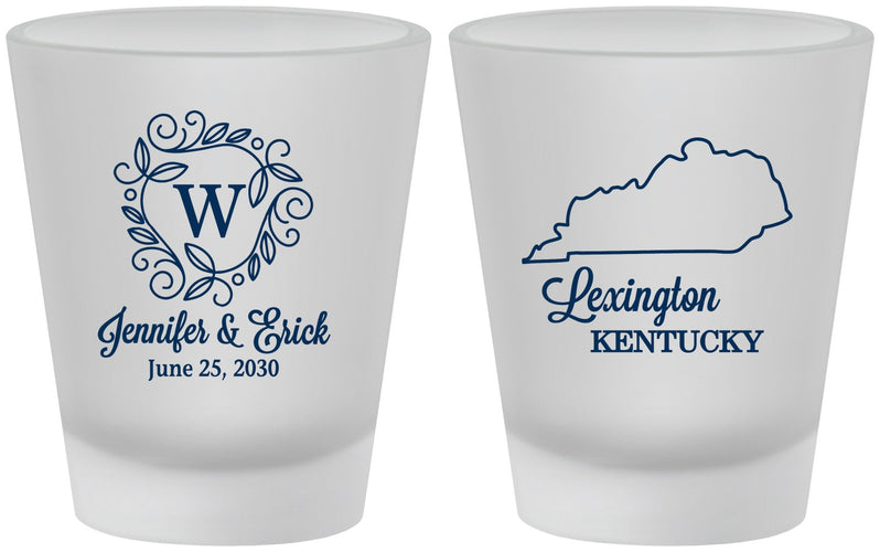 Custom Wedding Frosted Shot Glasses - Kentucky | 116