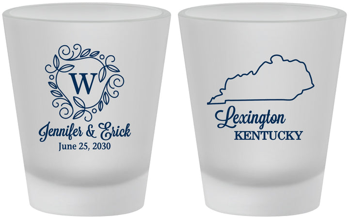 Custom Wedding Frosted Shot Glasses - Kentucky | 116