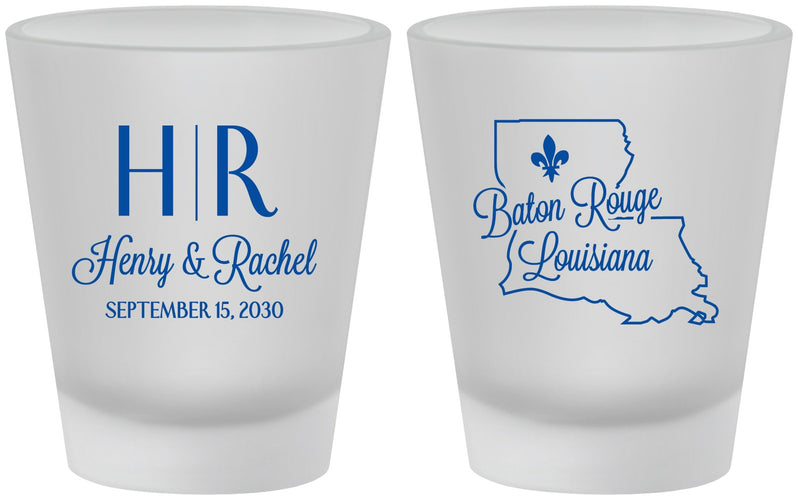 Custom Wedding Frosted Shot Glasses - Louisiana | 117