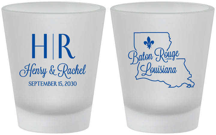 Custom Wedding Frosted Shot Glasses - Louisiana | 117