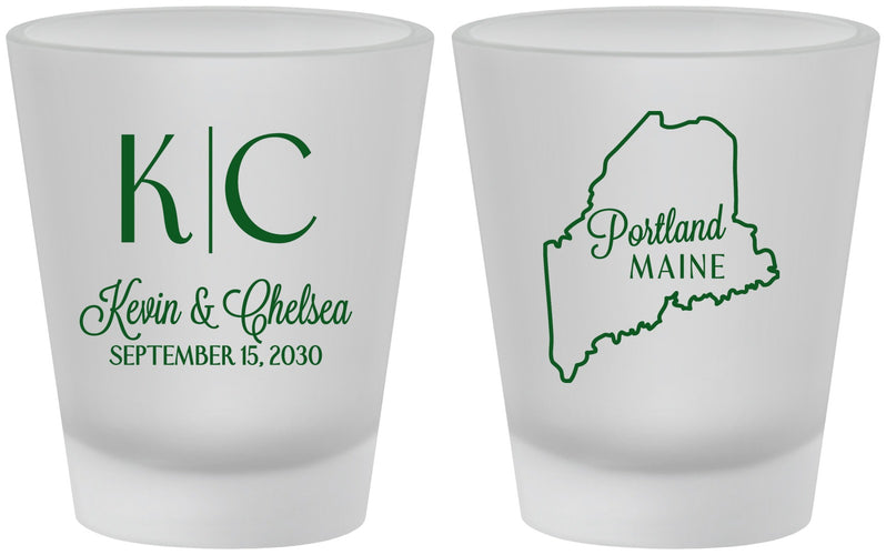 Custom Wedding Frosted Shot Glasses - Maine | 118