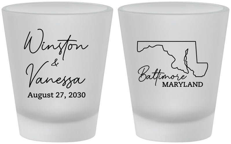 Custom Wedding Frosted Shot Glasses - Maryland | 119