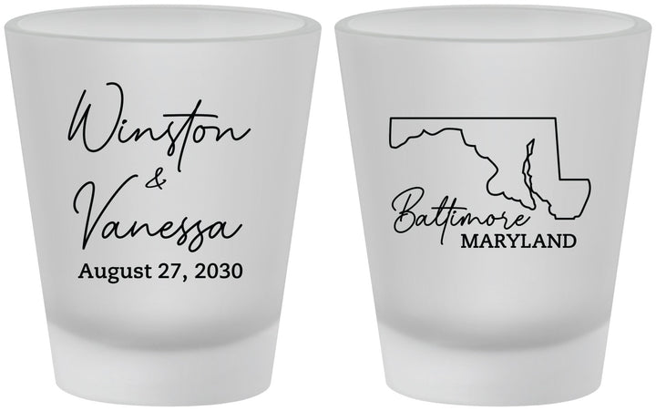 Custom Wedding Frosted Shot Glasses - Maryland | 119