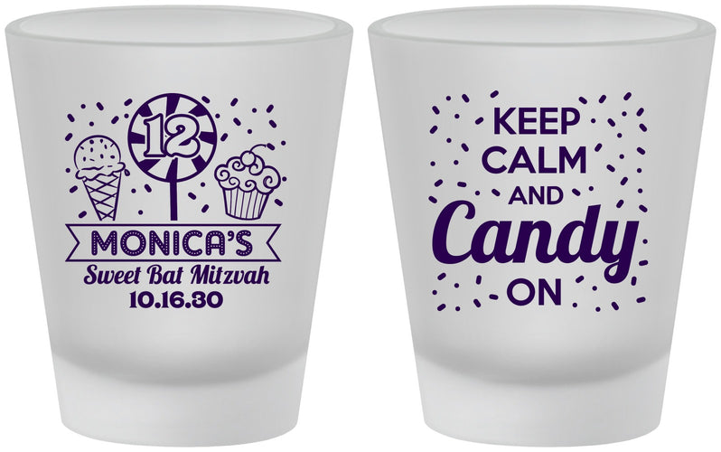 Custom Bat Mitzvah Frosted Shot Glasses - 12th Birthday Cupcake | 120001