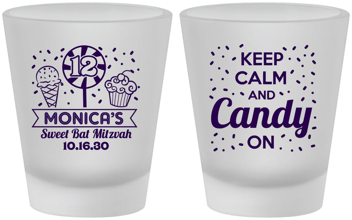Custom Bat Mitzvah Frosted Shot Glasses - 12th Birthday Cupcake | 120001