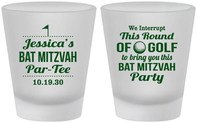 Custom Bat Mitzvah Frosted Shot Glasses - 12th Birthday Golf | 120019