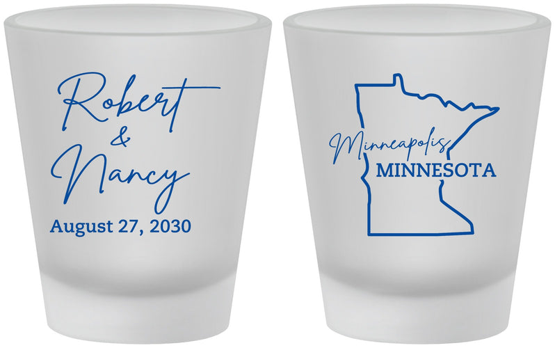 Custom Wedding Frosted Shot Glasses - Minnesota | 122