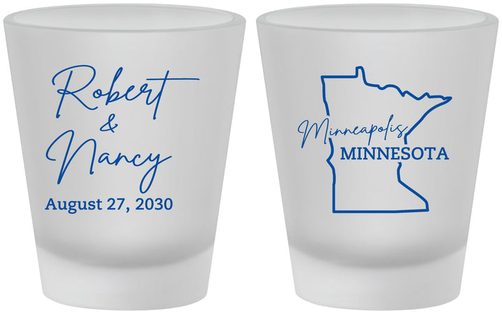 Custom Wedding Frosted Shot Glasses - Minnesota | 122