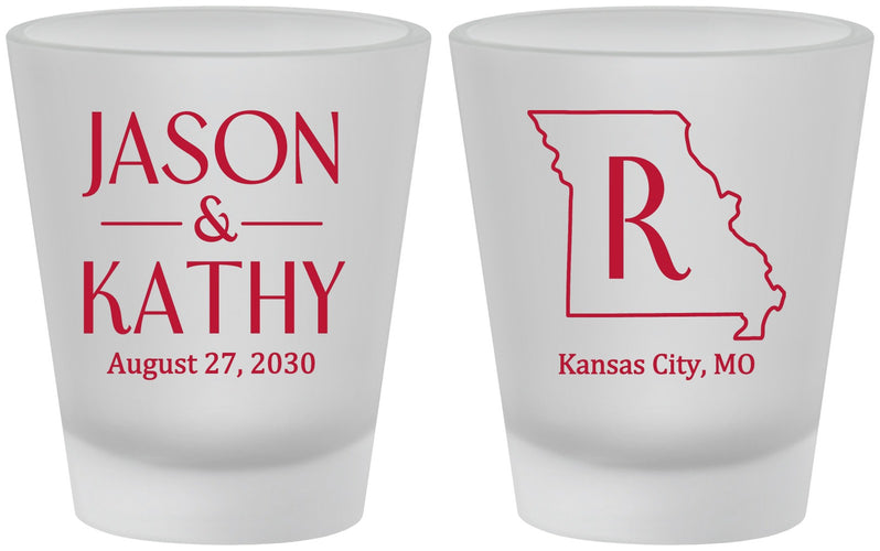 Custom Wedding Frosted Shot Glasses - Missouri | 124