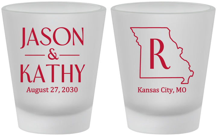 Custom Wedding Frosted Shot Glasses - Missouri | 124