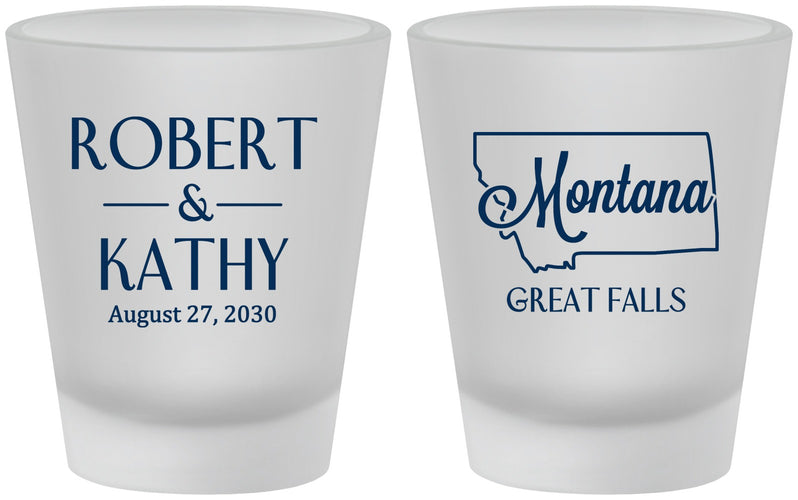 Custom Wedding Frosted Shot Glasses - Montana | 125