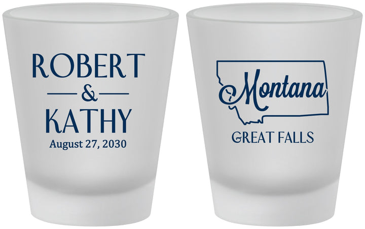 Custom Wedding Frosted Shot Glasses - Montana | 125