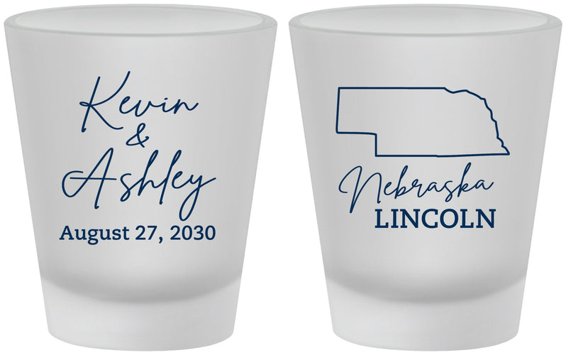 Custom Wedding Frosted Shot Glasses - Nebraska | 126