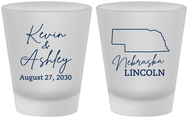 Custom Wedding Frosted Shot Glasses - Nebraska | 126
