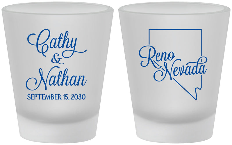 Custom Wedding Frosted Shot Glasses - Nevada | 127