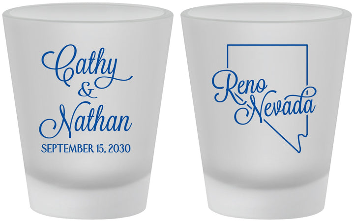 Custom Wedding Frosted Shot Glasses - Nevada | 127