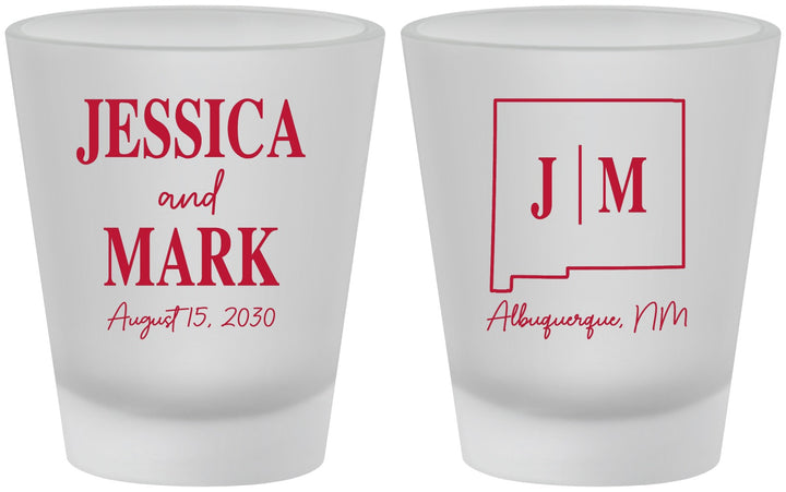 Custom Wedding Frosted Shot Glasses - New Mexico | 130