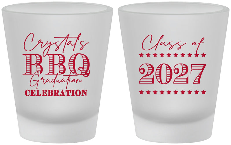 Custom Graduation Frosted Shot Glasses - Class Of 2027 Bbq | 130005