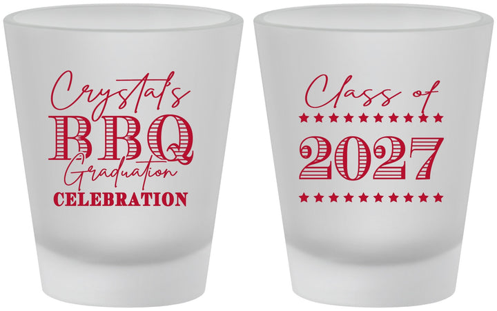 Custom Graduation Frosted Shot Glasses - Class Of 2027 Bbq | 130005