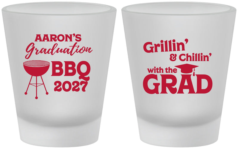 Custom Graduation Frosted Shot Glasses - Class Of 2027 Bbq | 130007