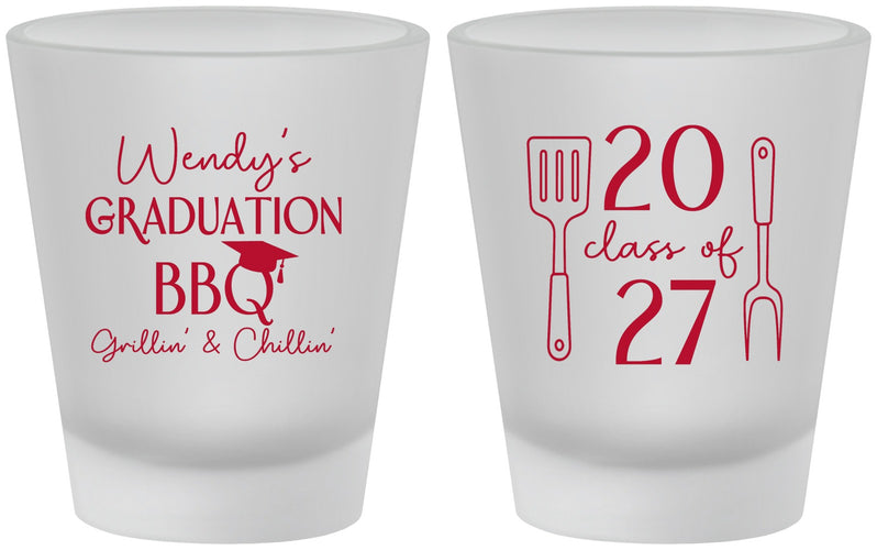 Custom Graduation Frosted Shot Glasses - Class Of 2027 Bbq | 130008