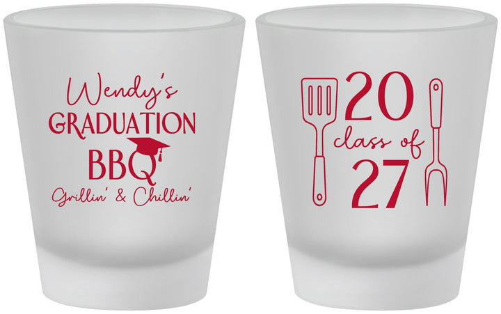 Custom Graduation Frosted Shot Glasses - Class Of 2027 Bbq | 130008