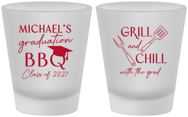 Custom Graduation Frosted Shot Glasses - Class Of 2027 Bbq | 130009